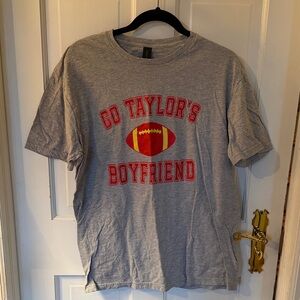 Gildan Gray Kids' Tee with Red & Gold Football Graphic